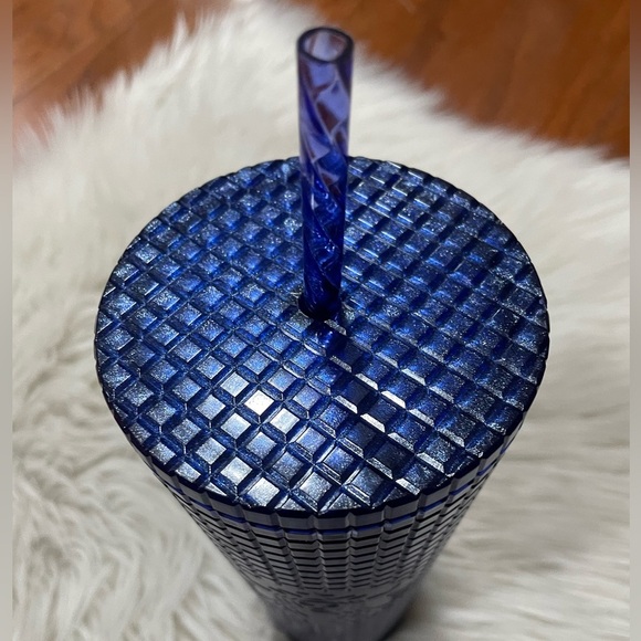 NWT Starbucks Summer 2023 ‘Cobalt Blue Pearl Grid’ Glitter Tumbler - Picture 5 of 5